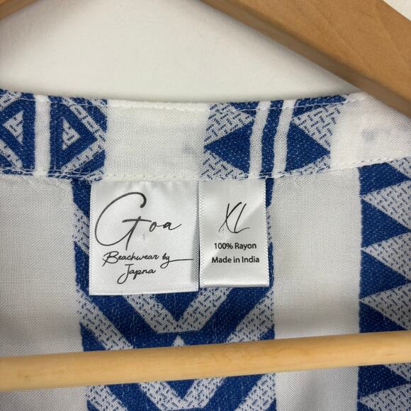 GOA BEACHWEAR BY JAPNA Swim Coverup XL Blue White Tunic Dress - Picture 3 of 5